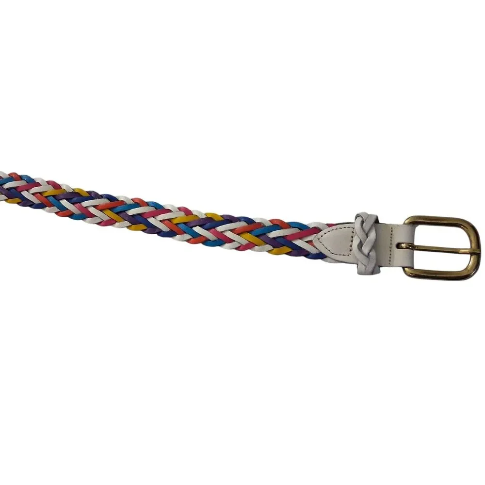 Capezio Argentina Rainbow Braided Leather Belt Womens M/L Vintage 80s 90s Retro